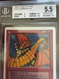 Magic The Gathering 1994 MTG Revised Shivan Dragon Beckett 5.5 EX-MT Rare - Image 3