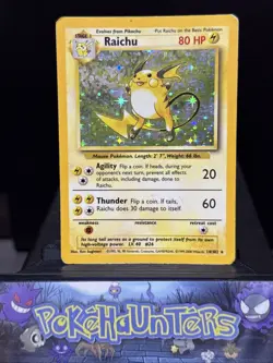 Pokemon Card Raichu 14/102 Base Set WOTC Holo Rare 4TH PRINT Played - Image 1