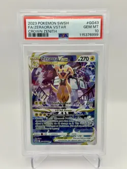 2023 POKEMON SWORD & SHIELD CROWN ZENITH #GG43 FULL ART/ZERAORA VSTAR PSA 10 - Image 1