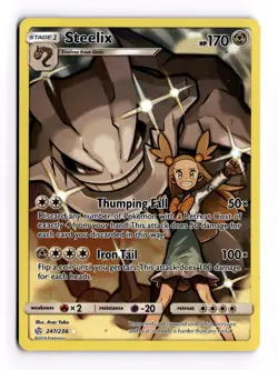 Pokemon 2019 Sun & Moon Cosmic Eclipse Steelix #247/236 Secret Rare NM - Image 1
