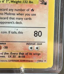 Moltres - 12/62 Holo Rare Pokemon 1999 Fossil - MP - Image 3