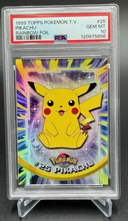 Topps Pokemon TV Animation Edition Series 1 Rainbow Foil #25 Pikachu PSA 10 - Image 1