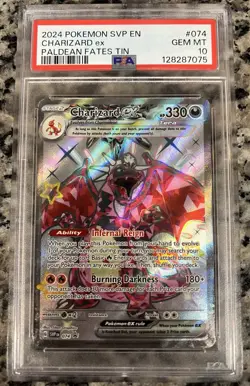 2024 POKEMON SVP EN-SV PROMO PALDEAN FATES TIN CHARIZARD EX #74 PSA 10 - Image 1
