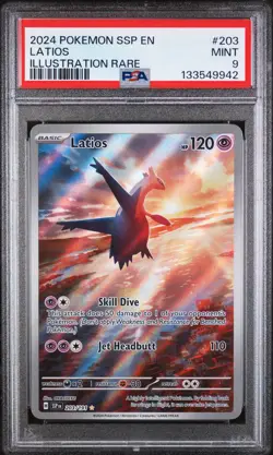 PSA 9 Latios 2024 Pokemon Ssp En-Surging Sparks Illustration Rare #203 - Image 1