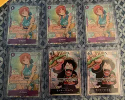 One Piece TCG Promo Lot 6 Cards. Illustration Nami X 4 And Schoolboy Luffy X2 - Image 1