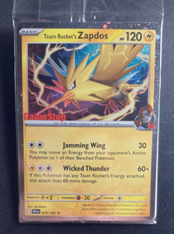 Pokemon Team Rocket's Zapdos Sealed Gamestop Stamped Promo Card DRI 070/182 - Image 1
