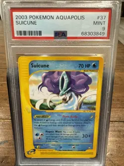 PSA 9 MINT 2003 POKEMON AQUAPOLIS SET SUICUNE CARD 37/147 - Image 1
