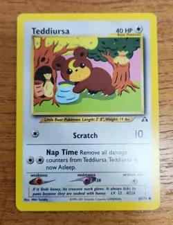 Teddiursa Pokemon Card, Neo Discovery Set 65/75 - Image 1