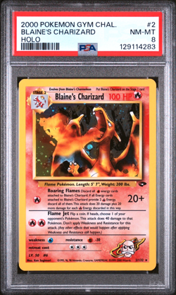 PSA 8 Blaine's Charizard Rare NM-MT #2 Gym Challenge 2000 Pokemon 129114283 - Image 1