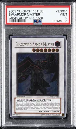 2009 YU-GI-OH! CRMS-CRIMSON CRISIS #EN041 BLACKWING ARMOR MASTER PSA 9 - Image 1