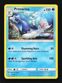 Primarina 41/149 LP Sun & Moon English Pokemon Card TCG - Image 1