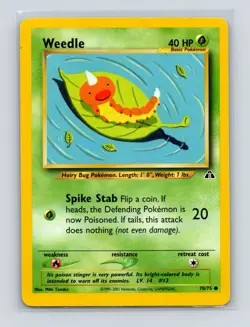 Pokemon TCG Weedle 70/75 Neo Discovery Unlimited MP - Image 1