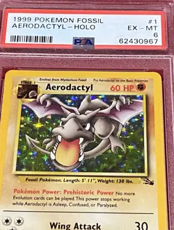 Pokemon TCG 1999 Aerodactyl Fossil Set Holo Card 1/62 PSA 6 EX-MT - Image 3