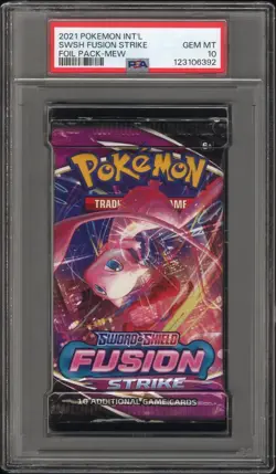 Pokemon Sword & Shield Fusion Strike Booster Pack Sealed Mew Art PSA 10 GEM MINT - Image 1