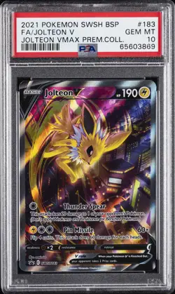 2021 POKEMON SWSH BLACK STAR PROMO #183 FULL ART/JOLTEON V PSA 10 - Image 1