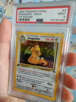 1999 Pokemon Fossil 1st Edition Holo Dragonite 4/62 PSA 9 MINT WOTC - Image 3