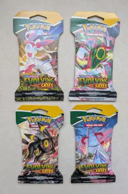 Pokemon Evolving Skies - Four (4) Sleeved Booster Packs - Complete Full Art Set - Image 1