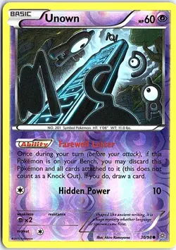 Unown XY - Ancient Origins 30/98 LP Reverse Foil Pokemon - Image 1
