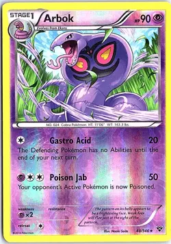 Arbok XY Base Set 48/146 LP Reverse Foil Pokemon - Image 1