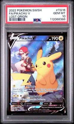 2022 POKEMON SWORD & SHIELD LOST ORIGINFULL ART/PIKACHU V TG16 PSA 10 GEM - Image 1