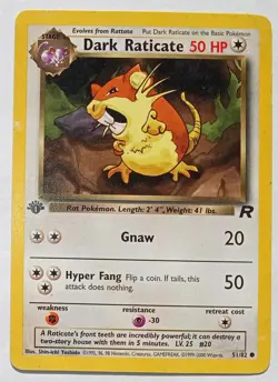 Pokemon - Dark Raticate - Team Rocket 51/82 1st Edition - Common - MP - Image 1