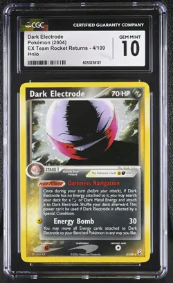 CGC 10 Dark Electrode EX Team Rocket Returns 4/109 Holo SWIRL Pokemon Card - Image 1