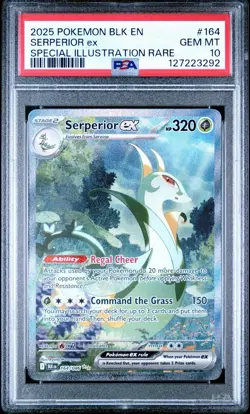 2025 Pokemon BLK EN Black Bolt #164 SIR Serperior ex PSA 10 Gem Mint - Image 1