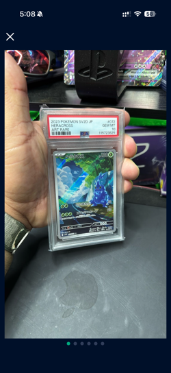 PSA 10 GEM MINT Pokemon Japanese Heracross 072/071 AR Clay Burst sv2D Holo - Image 1