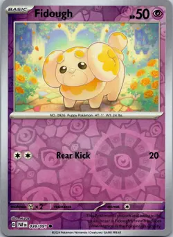 Fidough 038/091 Reverse Holo Paldean Fates PAF NM Pokemon TCG Card - Image 1