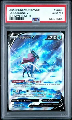 POKEMON TCG - CROWN ZENITH GALARIAN GALLERY - SUICUNE V GG38/GG70 - PSA 10 - Image 1