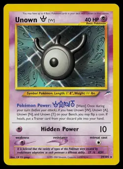 Pokemon Card - Unown [W] Neo Destiny 29/105 Rare Non Holo - Image 1