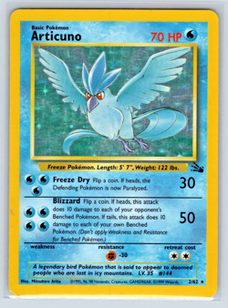 Articuno #2/62 - Fossil - Holo Rare - HP Heavily Played - Pokemon - Image 1