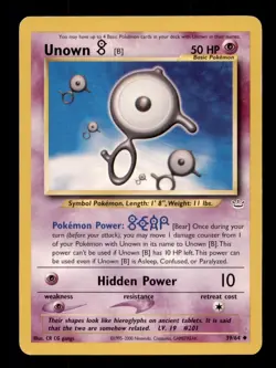 4X Pokemon Card WOTC Unown [B] Neo Revelation 39/64 MODERATELY PLAYED Non-Holo!! - Image 1