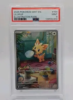 Lillipup 2025 Pokemon White Flare EN Illustration Rare 154 SV PSA 9 TCG MINT - Image 1