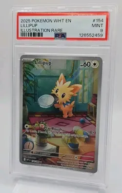 Lillipup 2025 Pokemon White Flare EN Illustration Rare 154 SV PSA 9 TCG MINT - Image 2