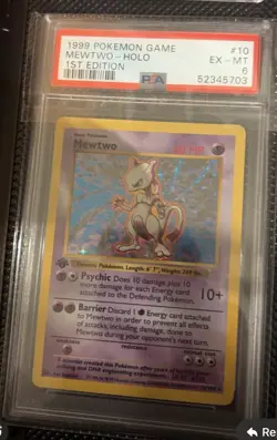 Pokemon Card PSA 6 Mewtwo 1st Edition Shadowless Base Holo - Image 1