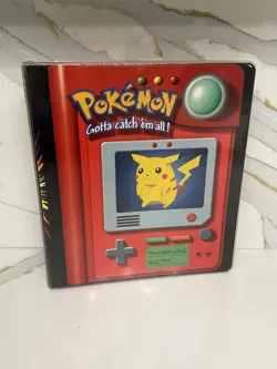 Vintage Pokemon Pikachu Meowth Trading Card 3 Ring Binder Plymouth 4077 - Image 1