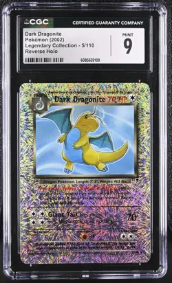 CGC 9 MINT Dark Dragonite Legendary (Collection) 5/110 Reverse Holo Pokemon Card - Image 1