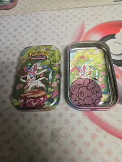 *EMPTY NO PACKS* Pokemon Prismatic Mini Tin Includes Art Card & Coin. Sylveon - Image 2