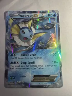 Pokemon TCG Vaporeon-EX Generations 24/83 Holo Rare EX LP - Image 1