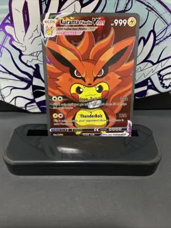 Pikachu Cosplay Kurama Fox Naruto Pokemon Custom Fan Art Card Holo Foil - Image 1