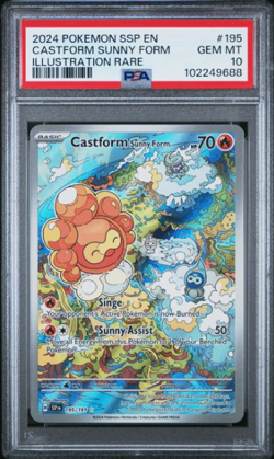 Pokemon Castform Sunny Form Surging Sparks Illustration Rare #195 PSA 10 - Image 1