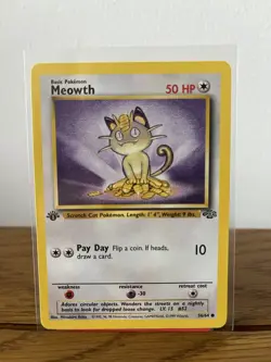 Pokemon TCG Meowth 1st Edition Jungle Common 56/64 - Image 1
