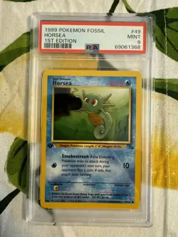 1999 Pokemon - 1st Edition Horsea Non-Holo Fossil 49/62 - PSA 9 Mint! - WOTC - Image 1