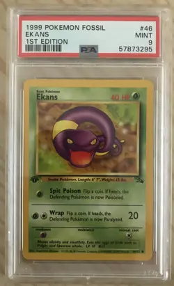 1999 Pokemon Fossil Ekans 1st Edition PSA 9 MINT No. 46/62 #46 - Image 1