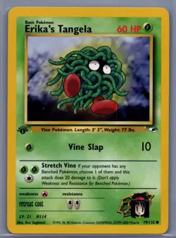 Pokemon TCG Erika's Tangela Gym Heroes 79/132 Regular 1st Edition Common NM WOTC - Image 1