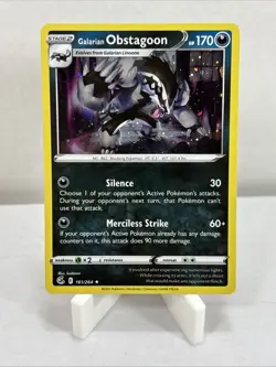 Galarian Obstagoon Holo Rare 161/264 - Fusion Strike 2021 Sword & Shield Pokemon - Image 1
