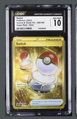 Pokemon Switch Full Art Gold #206 Scarlet & Violet 151 2023 - CGC 10 Gem Mint - Image 1