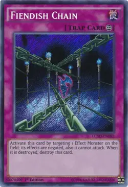 Yugioh! LP Fiendish Chain - LC5D-EN082 - Secret Rare - 1st Edition Lightly Playe - Image 1