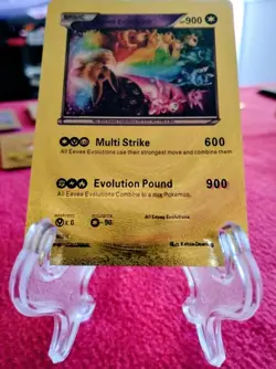 Pokemon Gold Foil Fan Art Eevee Evolutions card - Image 1